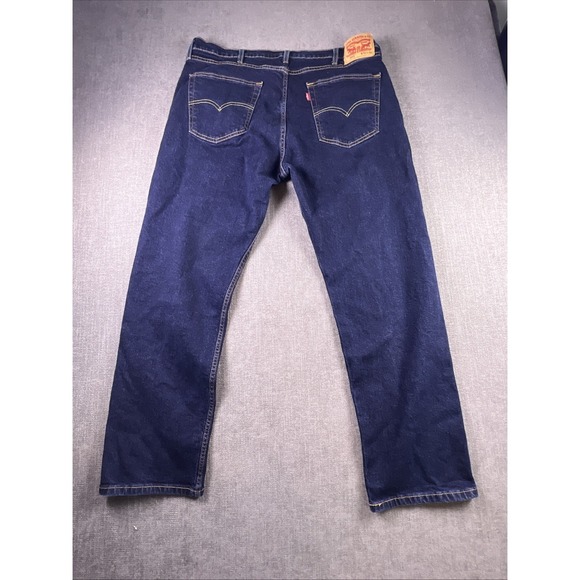 Levi's 505 Jeans Men's 40x32 Blue Dark Straight Cowboy Biker Preppy Stretch - Picture 12 of 15